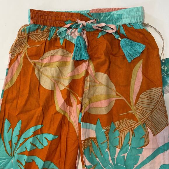 True Destinations Women Resort Flare Wide Leg Pant Coverup S Tropical Beach Boho - Picture 5 of 13